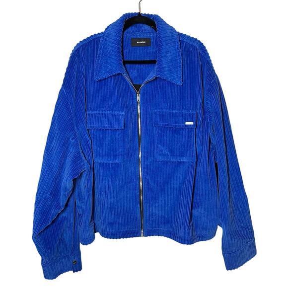 Nahmias Men's Blue Corduroy Full Zip Boxy Jacket Size XXXL Long Sleeve Collared - Picture 2 of 15